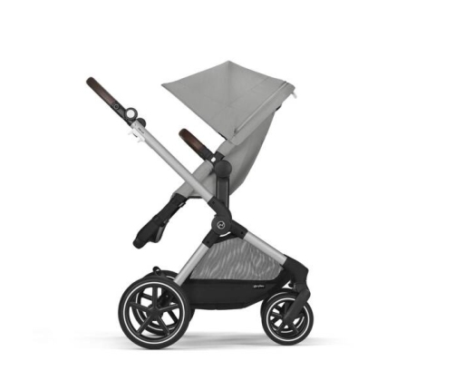 Cybex Eos Lux Wózek Głęboko-Spacerowy Rama Silver Stone Grey+ Aton B2 i-Size Fotelik 0-13kg + Baza One Volcano Black