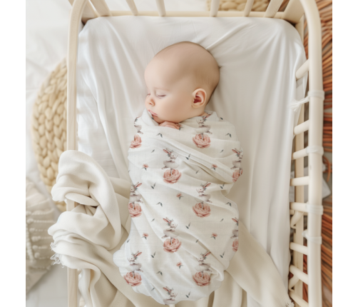 Bocioland Pieluszka Bambusowa 110x110cm Króliczki