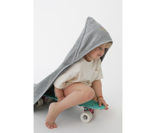 Piapimo TowelPower Ręcznik Kąpielowy z Kapturkiem Bambusowo-Bawełniany 90x90cm z Haftem Szary