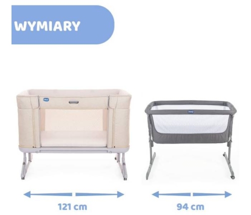 Chicco Next2Me Forever Łóżeczko Dostawne 3w1 do 22kg Moon Grey + Prześcieradło 2szt Pink Pois