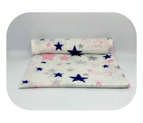 Ega Pielucha Tetrowa 70x80cm 1990 Różowe i Granatowe Gwiazdki