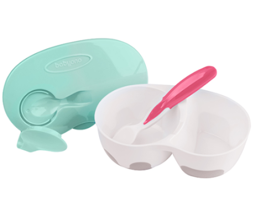 Babyono Miseczka Dwukomorowa z Łyżeczką 1067