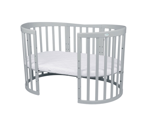 Waldin Łóżeczko Dziecięce Owalne 7w1 z Materacem Szare