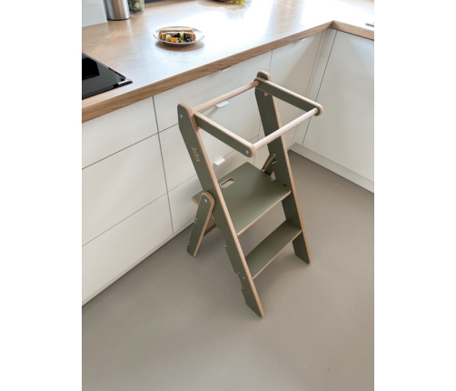 Baby Wood Kitchen Helper Składany Oliwkowy