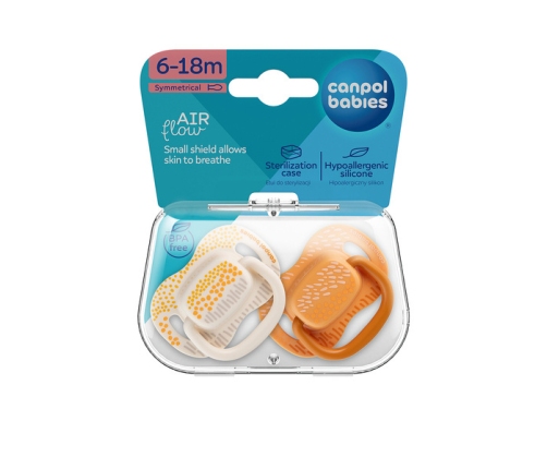 Canpol Babies Mountains Smoczek Uspokajający Silikon Symetryczny 6-18m 2 szt 34/931_yel Żółty