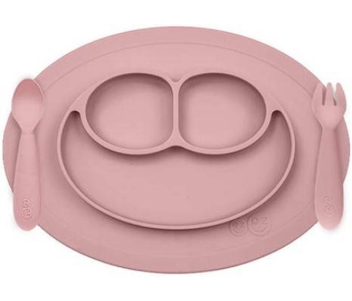 EZPZ Komplet Naczyń Silikonowych Mini Feeding Set Pastelowy Róż