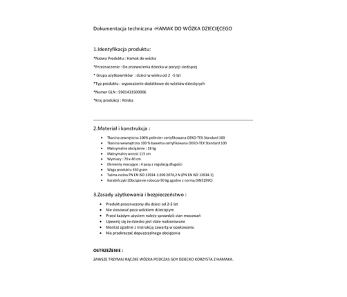 Kanguroo Baby Hamak do Wózka Czarny Marmur