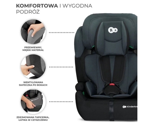 Kinderkraft Comfort Up I-Size Fotelik Samochodowy 9-36 kg Czarny