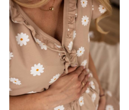 Eevi Linda Koszula Ciążowa Beżowa w Stokrotki Rozmiar S