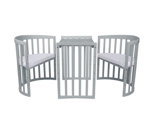 Waldin Łóżeczko Dziecięce Owalne 7w1 z Materacem Szare