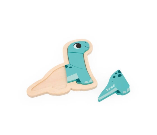 Janod Drewniane Puzzle Progresywne 4 układanki 2, 3, 4 i 5 elementów 18 m+ Dinozaury