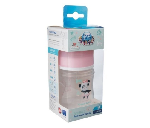Canpol Babies EasyStart Exotic Animals Butelka Szerokootworowa Antykolkowa 120 ml 35/220_pin Pink