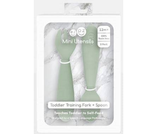 EZPZ Komplet Silikonowych Sztućców Mini Utensils Pastelowa Zieleń