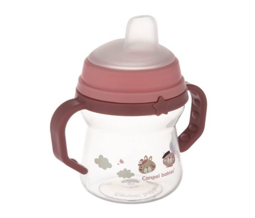 Canpol Babies FirstCup Kubek z Silikonowym Ustnikiem 150ml Bonjour Paris Różowy 56/612_pin