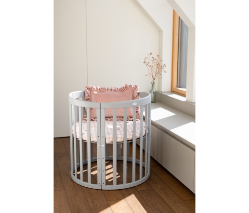 Waldin Łóżeczko Dziecięce Owalne 7w1 z Materacem Szare