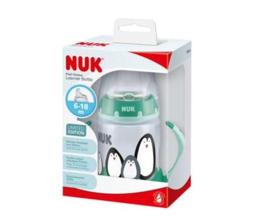 Nuk Butelka PP 150 ml z Uchwytami i Ustnikiem Silikonowym Monochromatyczna Niekapek Zielona