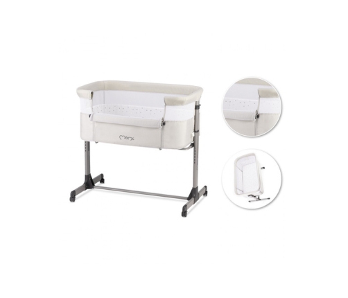 MoMi Revo Łóżeczko Dostawne 2w1 Jasnoszare + Torba Transportowa