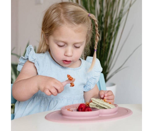 EZPZ Komplet Naczyń Silikonowych Mini Feeding Set Pastelowy Róż