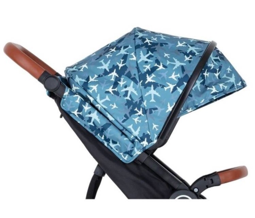 Petite&Mars Stelaż Wózka Spacerowego Street+ RWS Black + Budka Do Wózka Limited 100 Koła Gumowe Planes