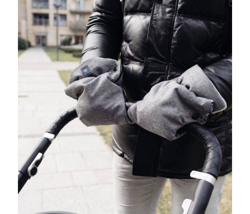 Zaffiro Mufka do Wózka Dwuczęściowa Beżowa Wełna Premium + Melanż szary