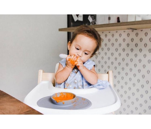 EZPZ Komplet Pierwszych Naczyń Silikonowych First Foods Set Szary