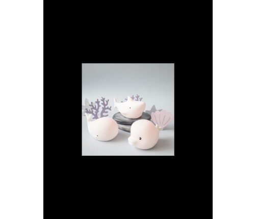 Rabbit&Friends Zestaw Mini Morskie Lampek Silikonowych 3szt. Delfin Wieloryb Rekin Białe