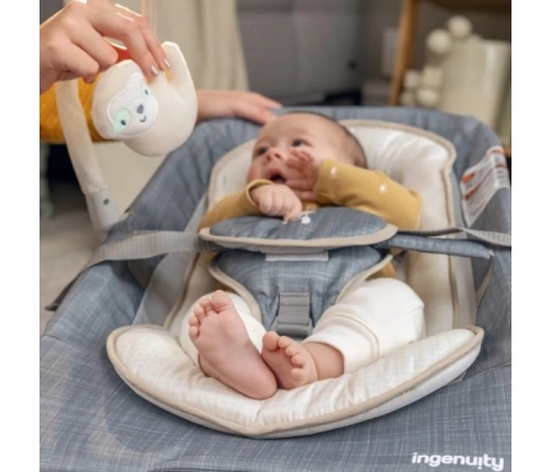 Ingenuity Happy Belly Rock-to-Bounce Parker Grey Šūpuļkrēsliņš