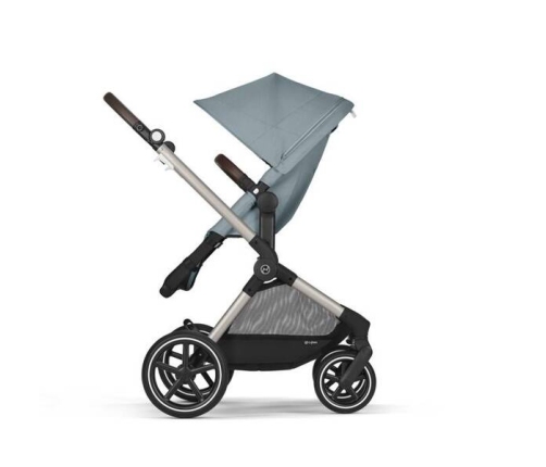 Cybex Eos Lux Wózek Głęboko-Spacerowy Rama Frame Stormy Blue + Aton B2 i-Size Fotelik  0-13kg + Baza One Volcano Black