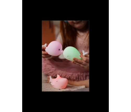 Rabbit&Friends Zestaw Mini Morskie Lampek Silikonowych 3szt. Delfin Wieloryb Rekin Białe