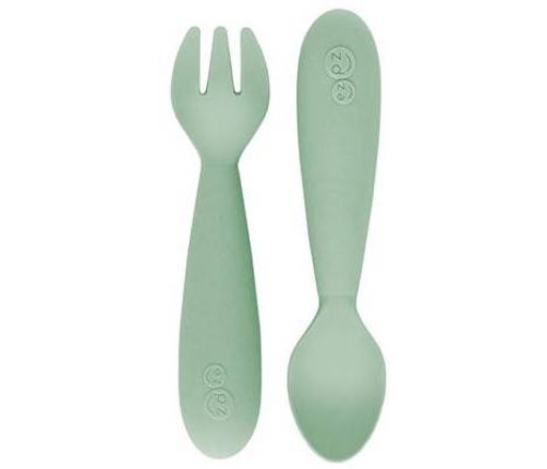 EZPZ Komplet Silikonowych Sztućców Mini Utensils Pastelowa Zieleń