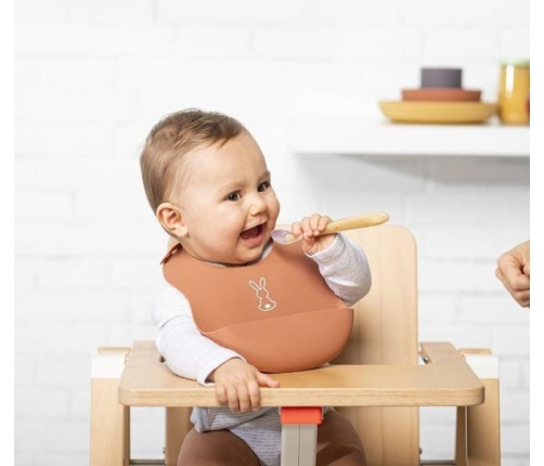 Nattou Śliniak Silikonowy z Zapięciem, bez BPA Terakota