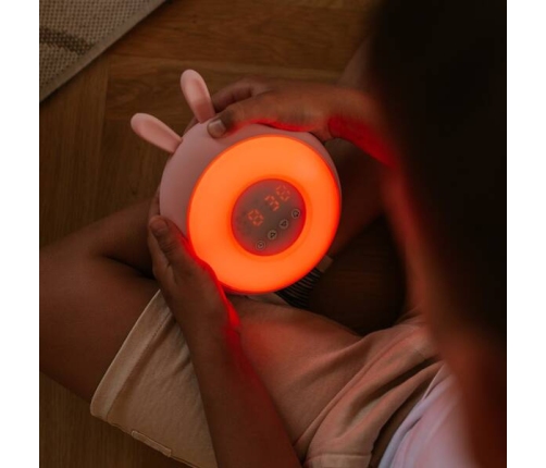 MARY'S Budzik z Lampką Nocną Led Rgb Biały Królik