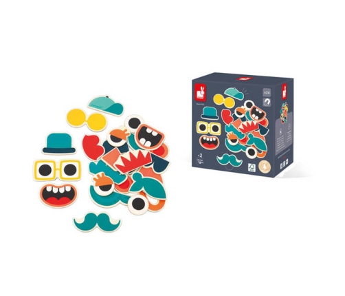 Janod Magnesy Mix and Match Portrety 24 szt. 2+