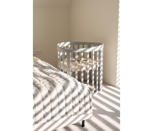 Waldin Łóżeczko Dziecięce Owalne 7w1 z Materacem Szare