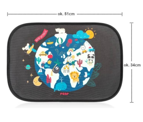 Reer Przeciwsłoneczna Osłonka Samochodu 2 szt UV50+ Kolorowa Dookoła Świata