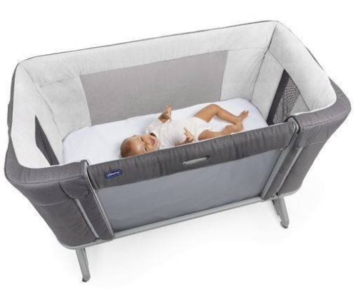 Chicco Next2Me Forever Łóżeczko Dostawne 3w1 do 22kg Moon Grey + Prześcieradło 2szt Pink Pois