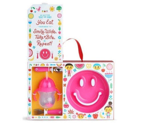 Munchkin Zestaw Upominkowy z Talerzykiem, Sztućcami i Kubkiem Różowy