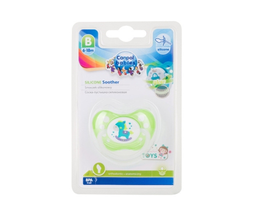 Canpol Babies Smoczek Uspokajający Silikonowy Ortodontyczny 0-6 m-cy Toys Mix Kolorów