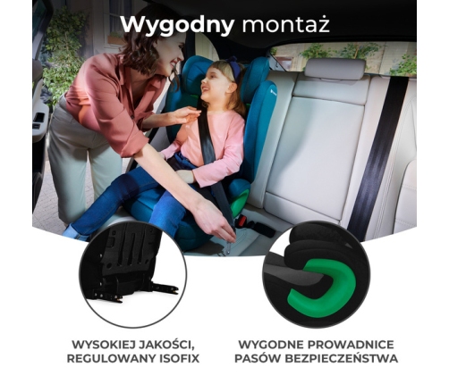 Kinderkraft Junior Fix 2 I-Size Fotelik Samochodowy 15-36kg 100-150cm Graphite Black