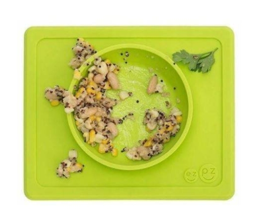 EZPZ Silikonowa Miseczka z Podkładką 2w1 Mini Bowl  Zielona