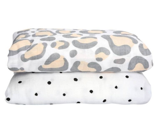 Motherhood Otulacze Muślinowe Bawełniane 85x110 cm Pre-Washed Ocelot Łososiowy 2 szt
