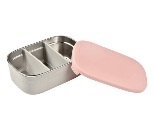 Beaba Lunchbox Ze Stali Nierdzewnej z Pokrywką i Osłoną Powder Pink