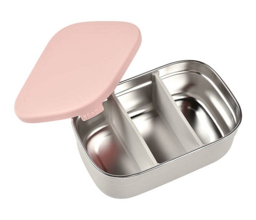 Beaba Lunchbox Ze Stali Nierdzewnej z Pokrywką i Osłoną Powder Pink