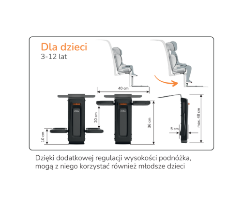 Okiday Stópołapki Podnóżek do Dziecięcych Fotelików Samochodowych Czarny