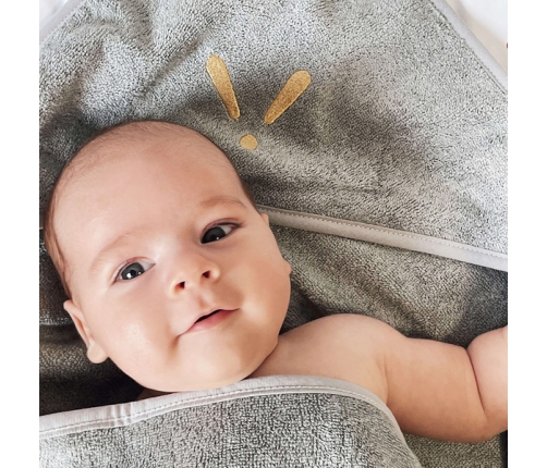 Piapimo TowelPower Ręcznik Kąpielowy z Kapturkiem Bambusowo-Bawełniany 90x90cm z Haftem Szary