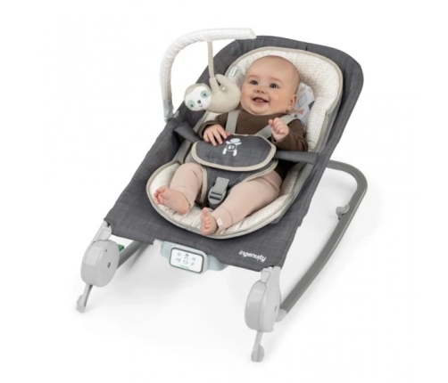 Ingenuity Happy Belly Rock-to-Bounce Parker Grey Šūpuļkrēsliņš