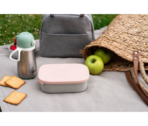 Beaba Lunchbox Ze Stali Nierdzewnej z Pokrywką i Osłoną Powder Pink