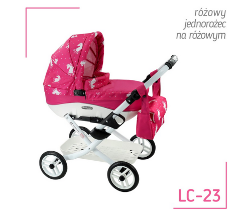 Adbor Lily Wózek dla Lalek Różówy Jednorożce Lc-23