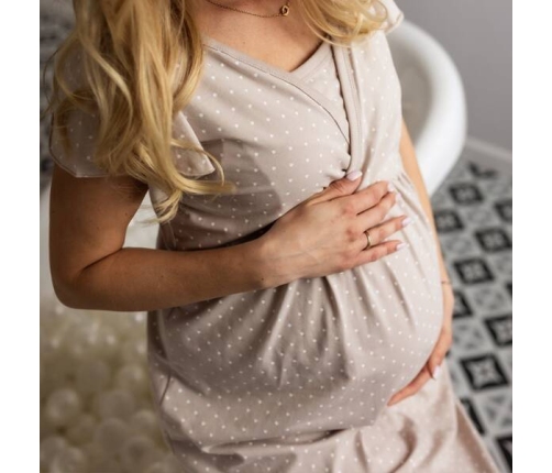 Eevi Emily Koszula Ciążowa Beżowa w Groszki Rozmiar XL