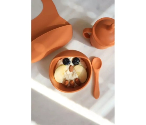 MYROYS Silikonowa Miseczka z Łyżeczką Brązowa